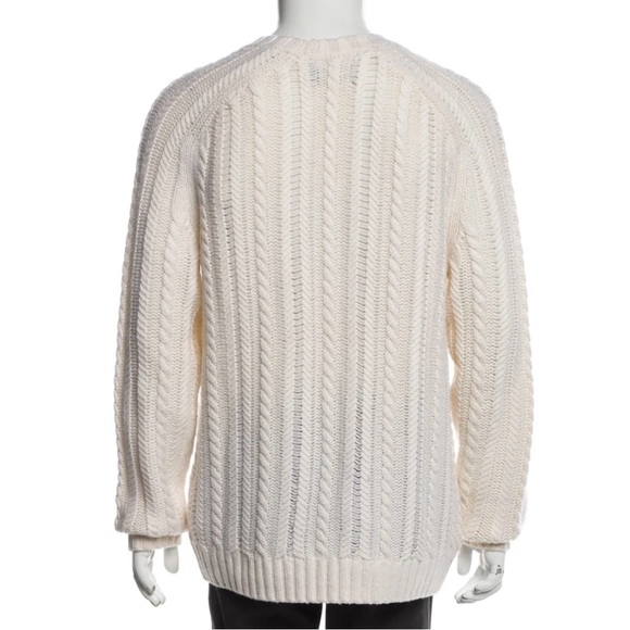 VINCE Wool Cashmere Chunky Cable Knit Sweater Cream Large L Unisex - Picture 14 of 14